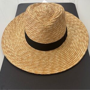 Brixton Classics Joanna Wide-Brim 100% Straw Hat, Color Honey, Size Large/ 7 1/2